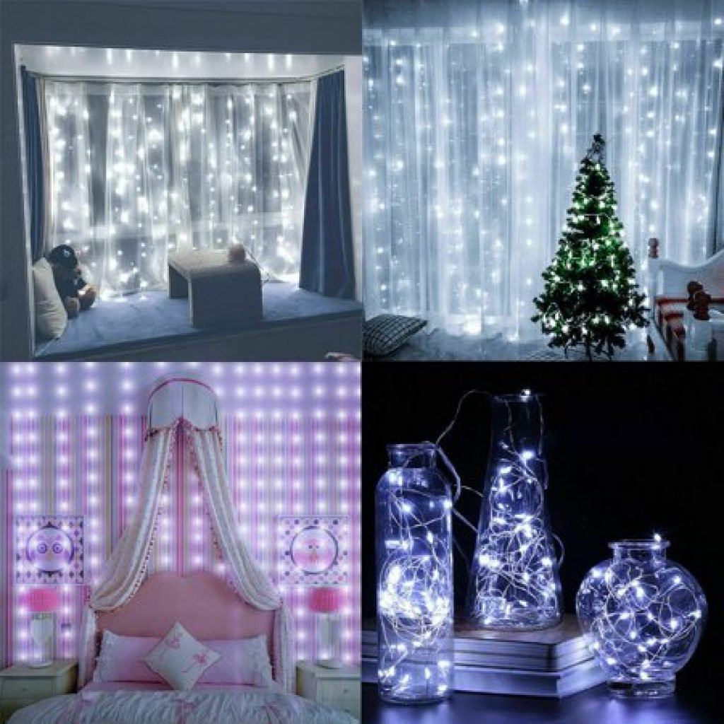 twinkle star 300 led window curtain string light