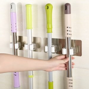Berry Ave Broom Holder Wall Mount and Garden Tool Organizer, Closet Storage, Kitchen Rack