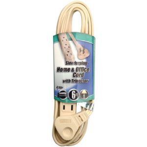 AmazonBasics Indoor 3 Prong Extension Power Cord Strip – Flat Plug, Grounded, 6 Foot