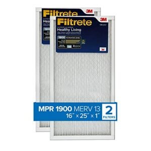 Filtrete 16x25x1, AC Furnace Air Filter, MPR 1900, Healthy Living Ultimate Allergen, 2-Pack (exact dimensions 15.719 x 24.72 x 0.78)