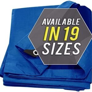 Tarp Cover Blue Waterproof Great for Tarpaulin Canopy Tent, Boat, RV Or Pool Cover!!! (Standard Poly Tarp)