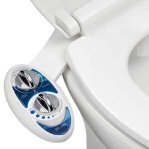 LUXE Bidet NEO 185 - Non-Electric Bidet Toilet Attachment with Self-cleaning Dual Nozzle and Adjustable Water Pressure for Sanitary and Feminine Wash (Blue)