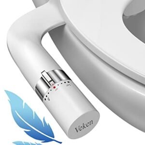 Veken Ultra-Slim Bidet Attachment for Toilet, Dual Nozzle (Feminine/Posterior Wash) Hygienic Bidet Toilet, Adjustable Water Pressure Fresh Water Sprayer Baday with Brass Inlet