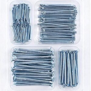 Coceca 200 Pack Hardware Nails for Hanging Pictures, 4 Size Zinc Tiny Nail Assorted Kit, Picture Nail, Small Nails, Finishing Nail, Wall Nails and Galvanized Nails for Wood