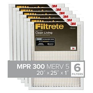 Filtrete Clean Living Basic Dust Filter, MPR 300, 20 x 25 x 1-Inches, 6-Pack