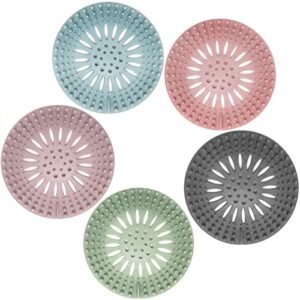 Hair Catcher Durable Silicone Hair Stopper Shower Drain Covers Easy to Install and Clean Suit for Bathroom Bathtub and Kitchen 5 Pack