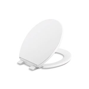 Kohler K-4775-0 Brevia Round Toilet Seat with Grip-Tight Bumpers, Quick-Attach Hardware, White ,1 Count(Pack of 1)