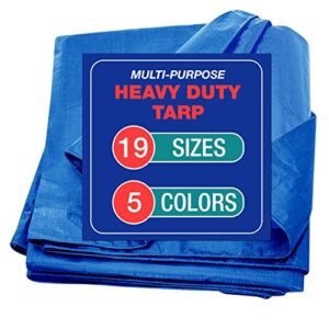Tarp Cover Blue Waterproof Great for Tarpaulin Canopy Tent, Boat, RV Or Pool Cover!!! (Standard Poly Tarp)