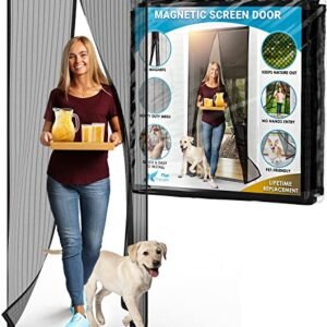 The Original Magnetic Screen Door Easy Install - Door Screen Magnetic Closure, Heavy Duty Magnetic Door Screen Mesh for Convenient Entry, Keep Bugs Out by Flux Phenom